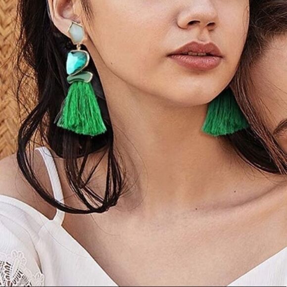 Tassel Drop Boho Statement Earrings Vintage Drop Fringe Earrings - Picture 2 of 3